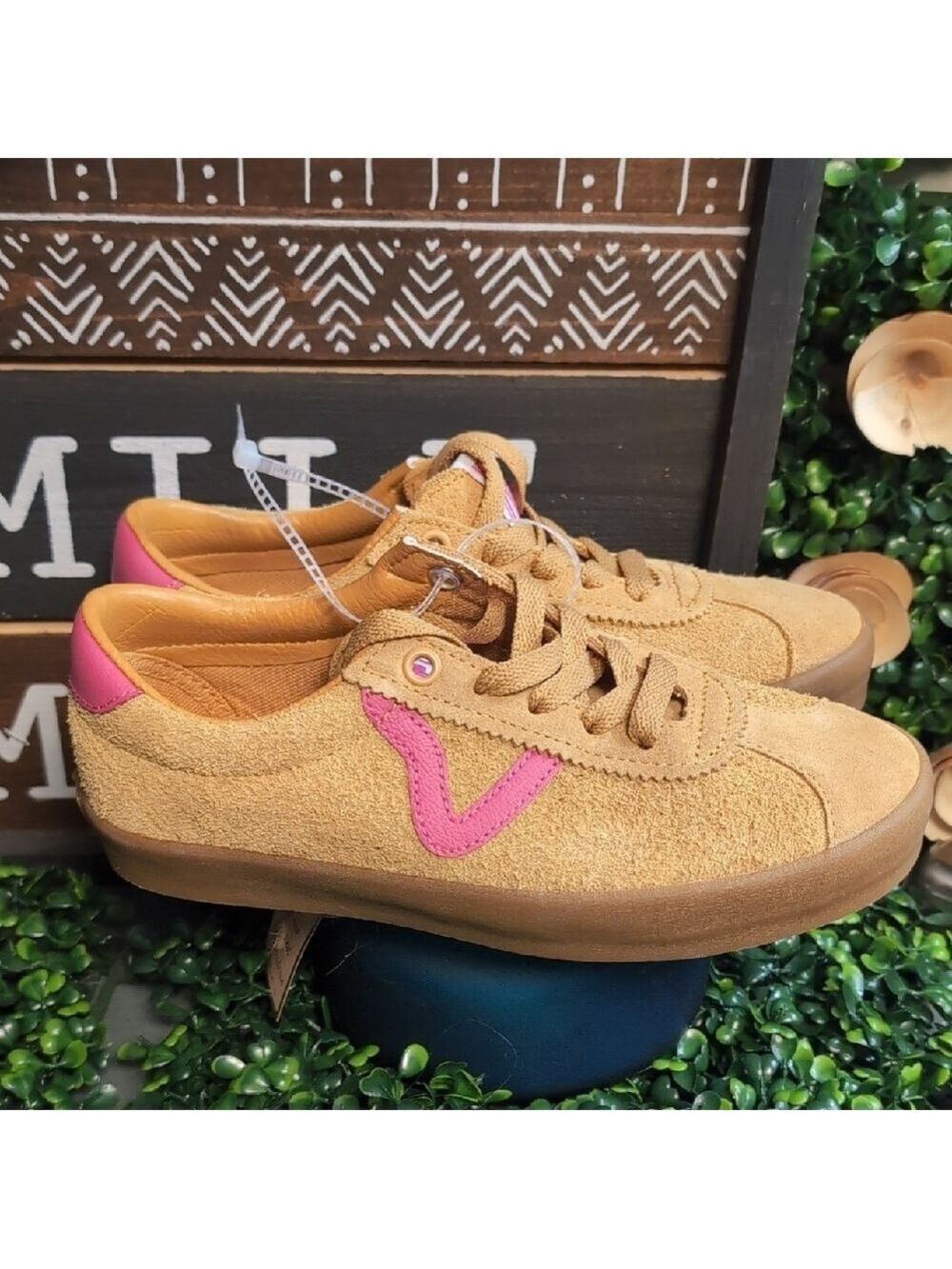 Sassy Suede & Popn Pink Leather Ladies Vans - Picture 5 of 14